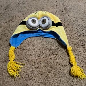 Yellow Cartoon Character Beanie with Braids